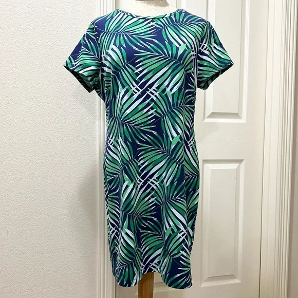 Old Navy | Dresses | Old Navy Bluegreen Tropical Palm Leaf Print Ss Casual  Tshirt Dress Xl | Poshmark